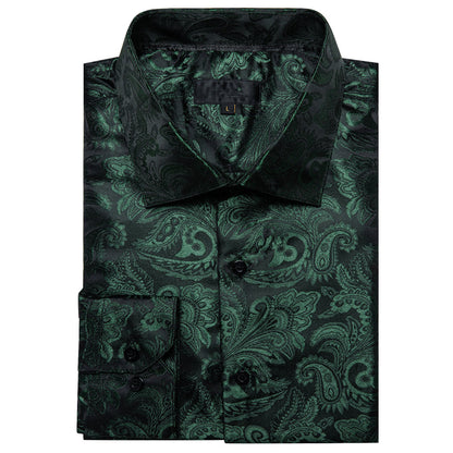 Olive Green Paisley Dress Shirt shirt    - Sophisticated Gentlemen