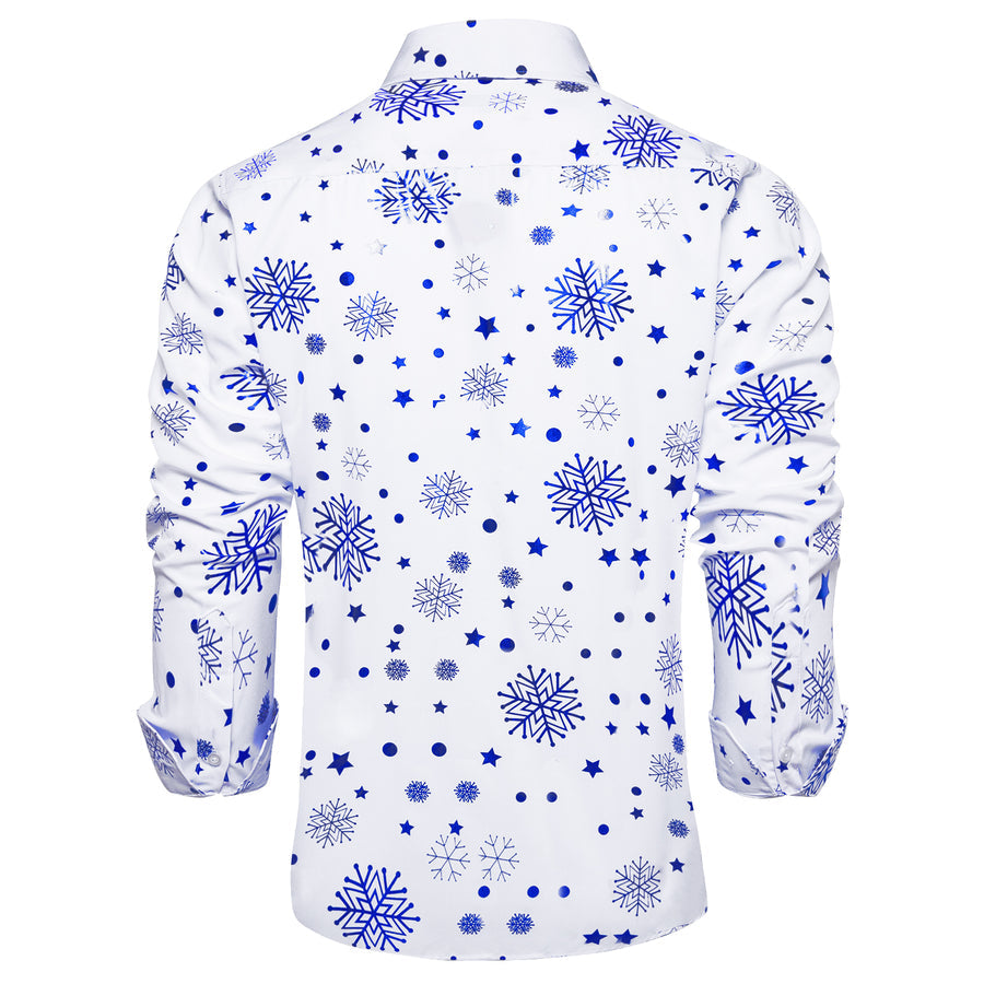 White Blue Snowflakes Christmas Dress Shirt shirt    - Sophisticated Gentlemen