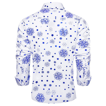 White Blue Snowflakes Christmas Dress Shirt shirt    - Sophisticated Gentlemen