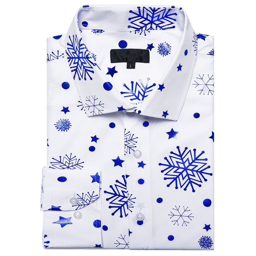 White Blue Snowflakes Christmas Dress Shirt shirt    - Sophisticated Gentlemen