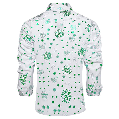 White Green Snowflakes Christmas Dress Shirt shirt    - Sophisticated Gentlemen