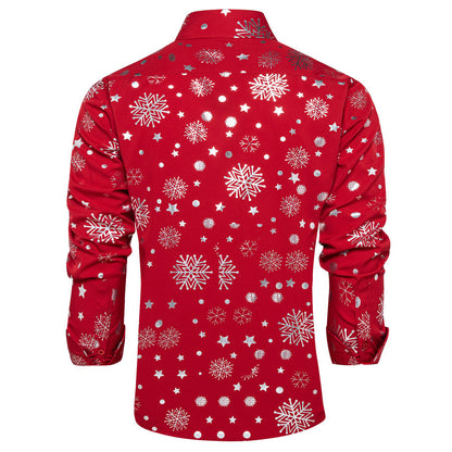 Red White Snowflakes Christmas Dress Shirt shirt    - Sophisticated Gentlemen