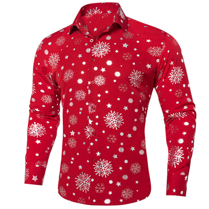 Red White Snowflakes Christmas Dress Shirt shirt S   - Sophisticated Gentlemen