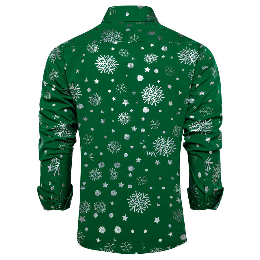Green White Snowflakes Christmas Dress Shirt shirt    - Sophisticated Gentlemen