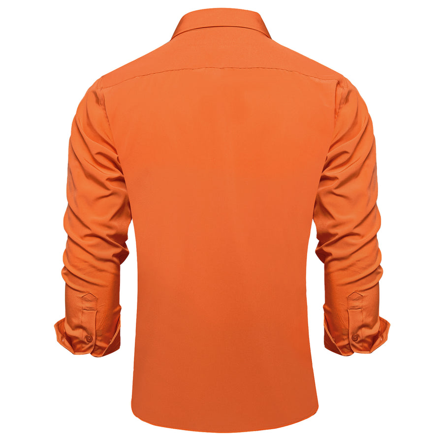 Fire Orange Solid Silk Dress Shirt shirt    - Sophisticated Gentlemen