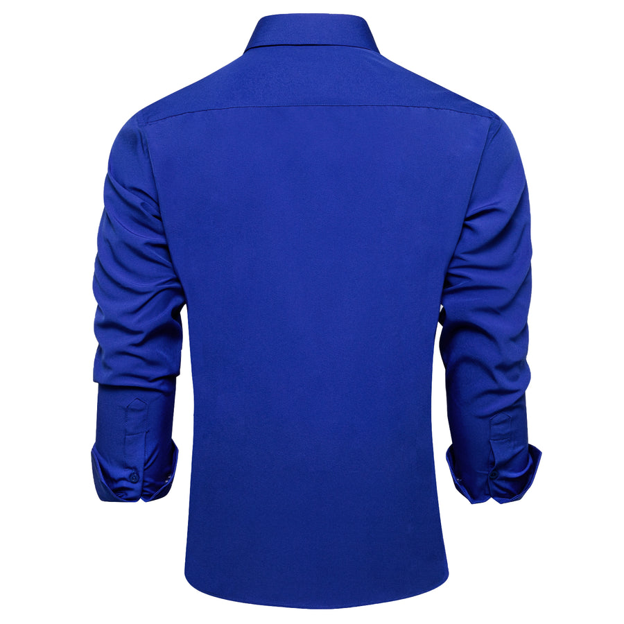 Ocean Blue Solid Silk Dress Shirt shirt    - Sophisticated Gentlemen