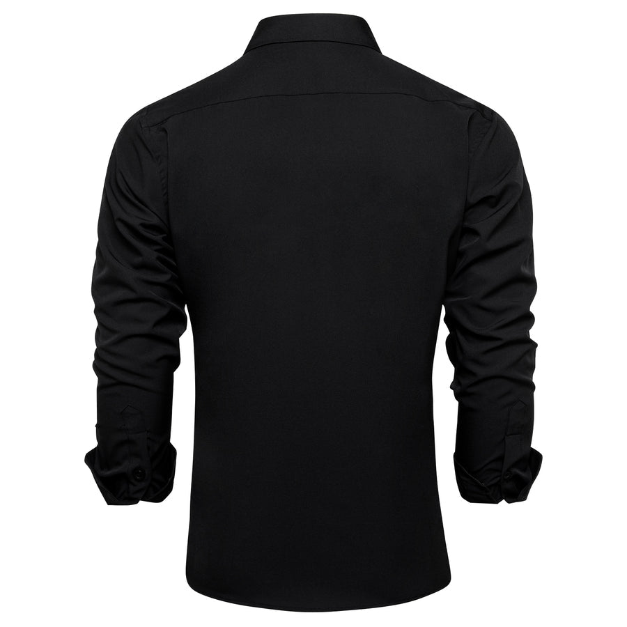 Black Silk Red Glitter Stitching Dress Shirt shirt    - Sophisticated Gentlemen