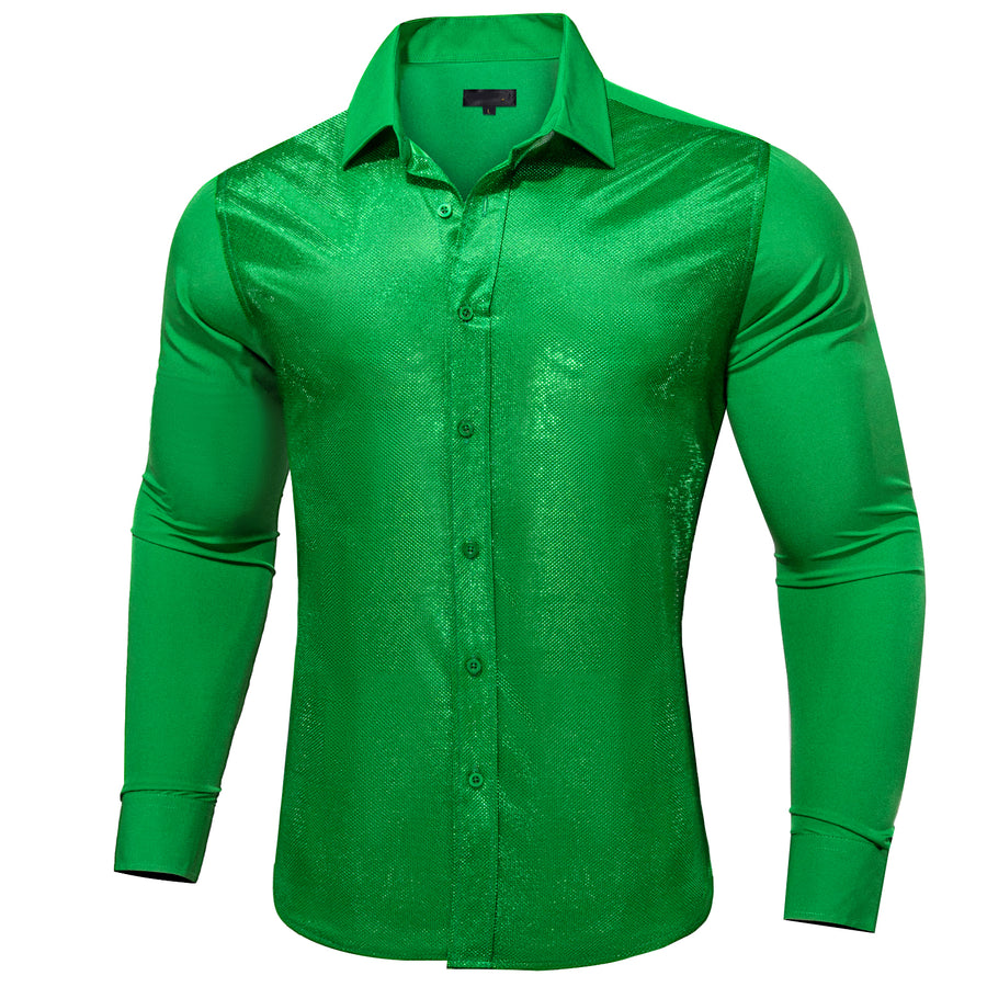 Parekeet Green Solid Silk Dress Shirt shirt    - Sophisticated Gentlemen