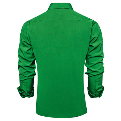 Parekeet Green Solid Silk Dress Shirt shirt    - Sophisticated Gentlemen