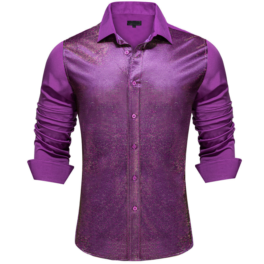 Grape Purple Solid Silk Dress Shirt shirt S   - Sophisticated Gentlemen