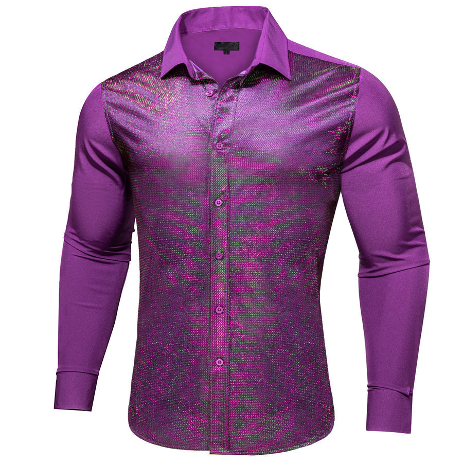 Grape Purple Solid Silk Dress Shirt shirt    - Sophisticated Gentlemen