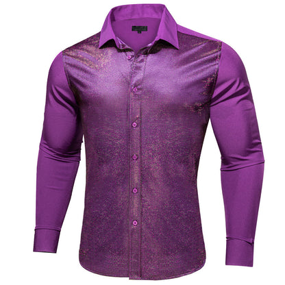 Grape Purple Solid Silk Dress Shirt shirt    - Sophisticated Gentlemen