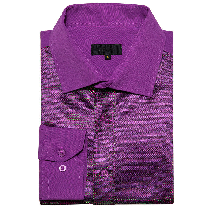 Grape Purple Solid Silk Dress Shirt shirt    - Sophisticated Gentlemen