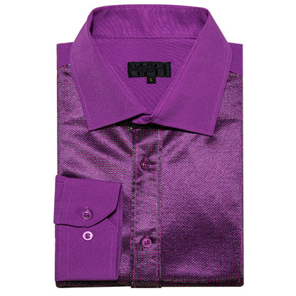 Grape Purple Solid Silk Dress Shirt shirt    - Sophisticated Gentlemen