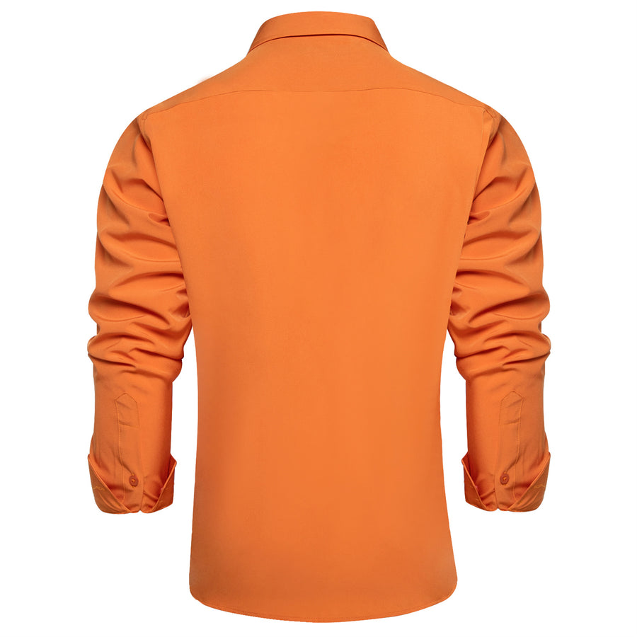 Carrot Orange Solid Men's Silk Dress Shirt shirt    - Sophisticated Gentlemen