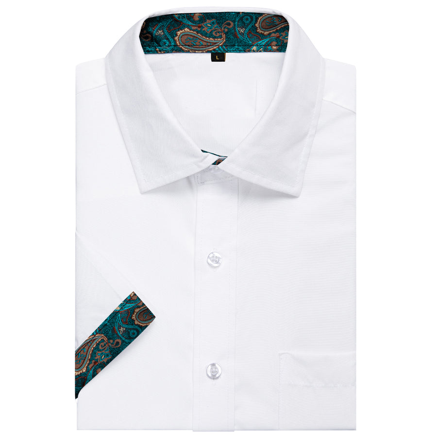 White Green Paisley Silk Dress Shirt shirt    - Sophisticated Gentlemen