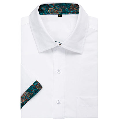White Green Paisley Silk Dress Shirt shirt    - Sophisticated Gentlemen