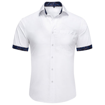 White Blue Paisley Silk Dress Shirt shirt S   - Sophisticated Gentlemen