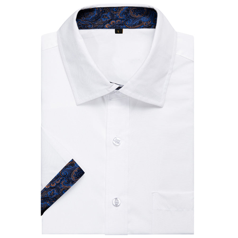 White Blue Paisley Silk Dress Shirt shirt    - Sophisticated Gentlemen