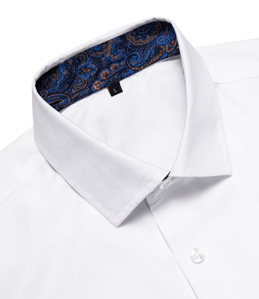 White Blue Paisley Silk Dress Shirt shirt    - Sophisticated Gentlemen