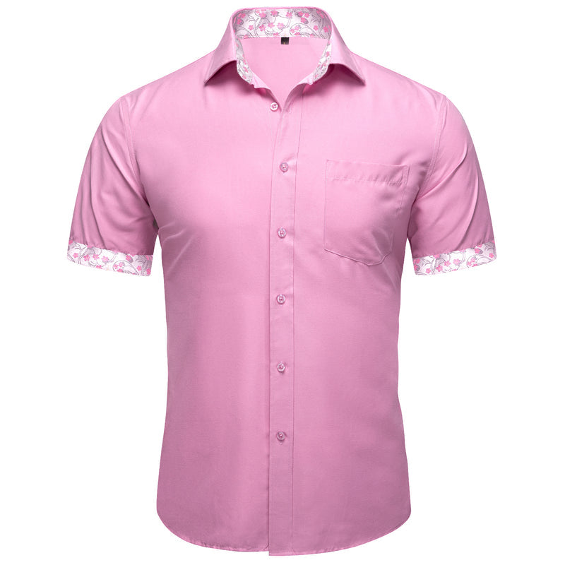 Pink Floral Silk Men's Dress Shirt shirt S   - Sophisticated Gentlemen