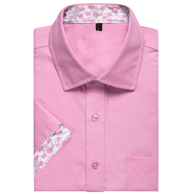Pink Floral Silk Men's Dress Shirt shirt    - Sophisticated Gentlemen