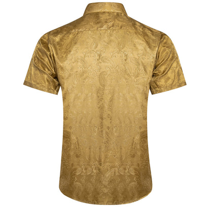 Golden Paisley Silk Dress Shirt shirt    - Sophisticated Gentlemen