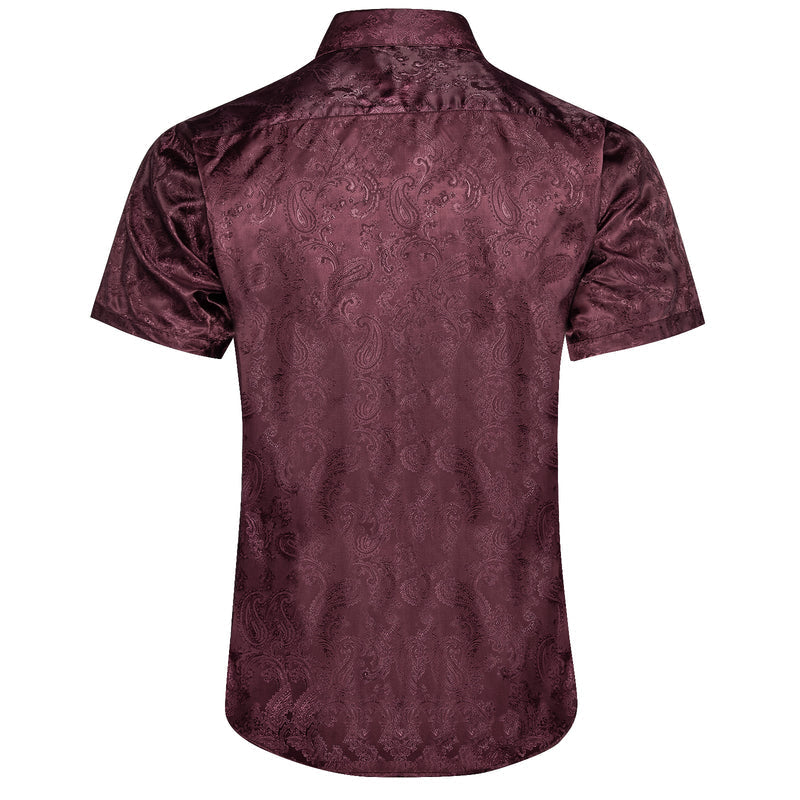 Crimson Red Paisley Silk Dress Shirt shirt    - Sophisticated Gentlemen