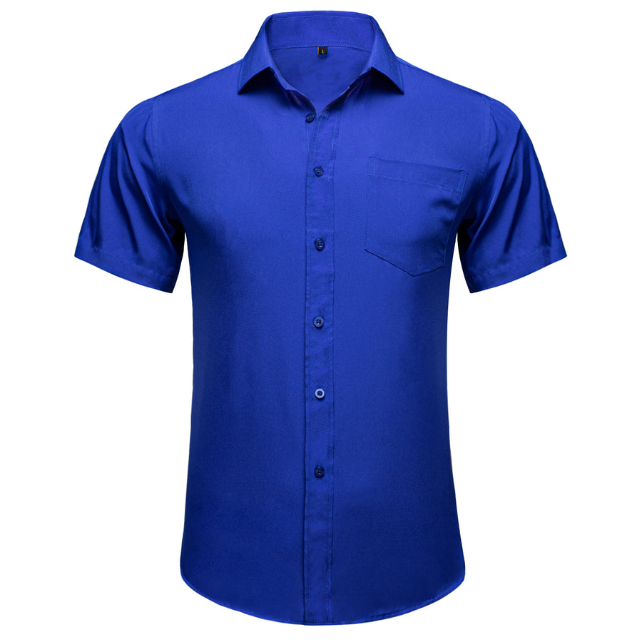 Royal Blue Cotton Solid Silk Dress Shirt shirt S   - Sophisticated Gentlemen