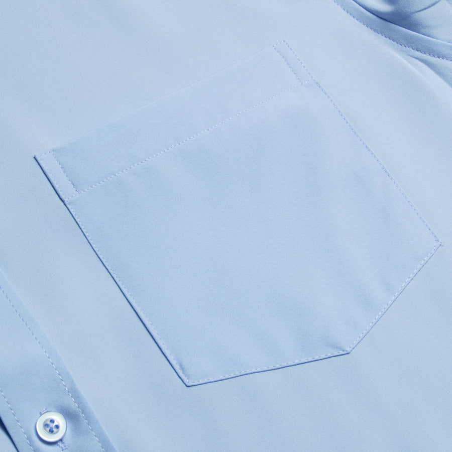 Sky Blue Cotton Solid Silk Dress Shirt shirt    - Sophisticated Gentlemen