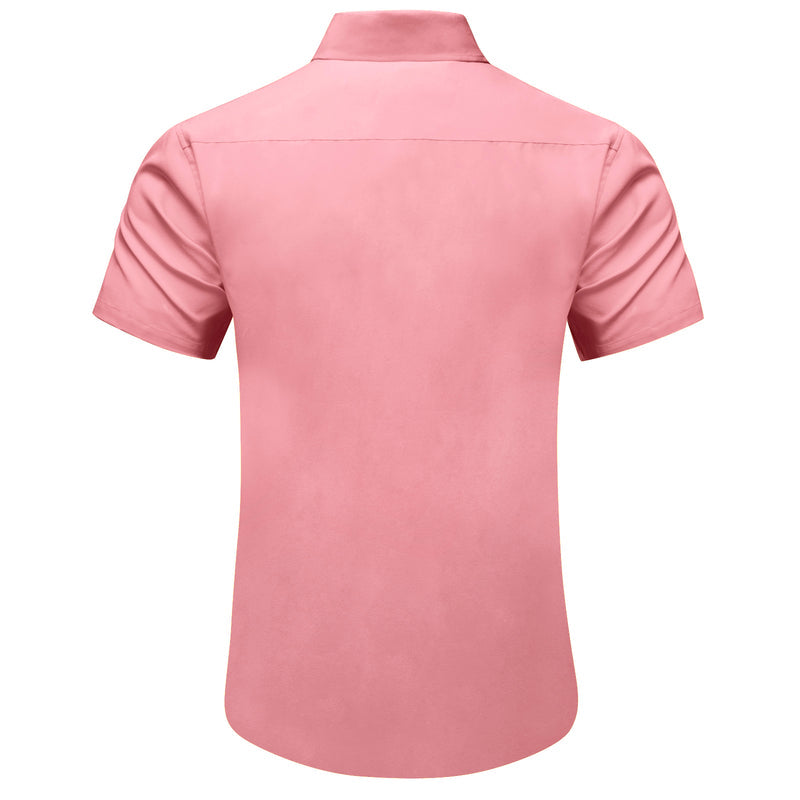 Pink Cotton Solid Silk Dress Shirt shirt    - Sophisticated Gentlemen
