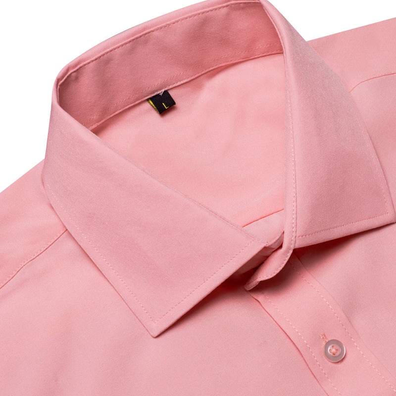 Pink Cotton Solid Silk Dress Shirt shirt    - Sophisticated Gentlemen