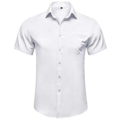 White Cotton Solid Silk Dress Shirt shirt S   - Sophisticated Gentlemen