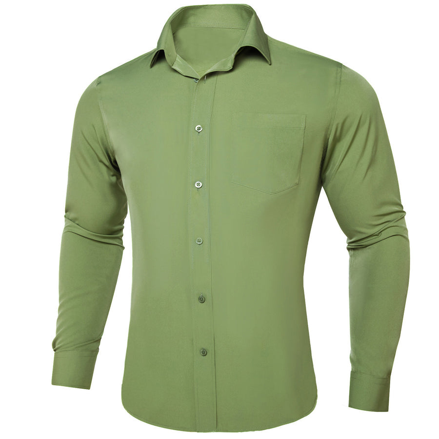 Sea Green Solid Men's Silk Dress Shirt shirt    - Sophisticated Gentlemen