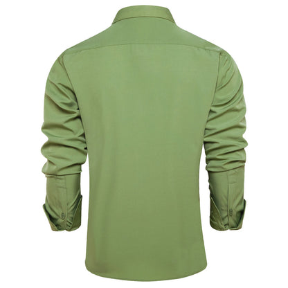 Sea Green Solid Men's Silk Dress Shirt shirt    - Sophisticated Gentlemen