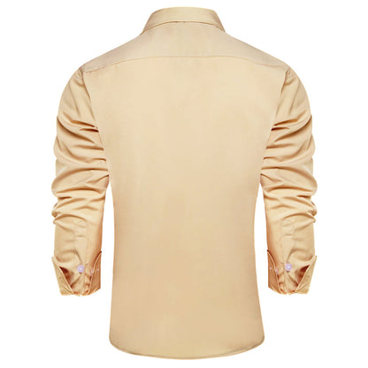 Wheat Solid Men's Silk Dress Shirt shirt    - Sophisticated Gentlemen