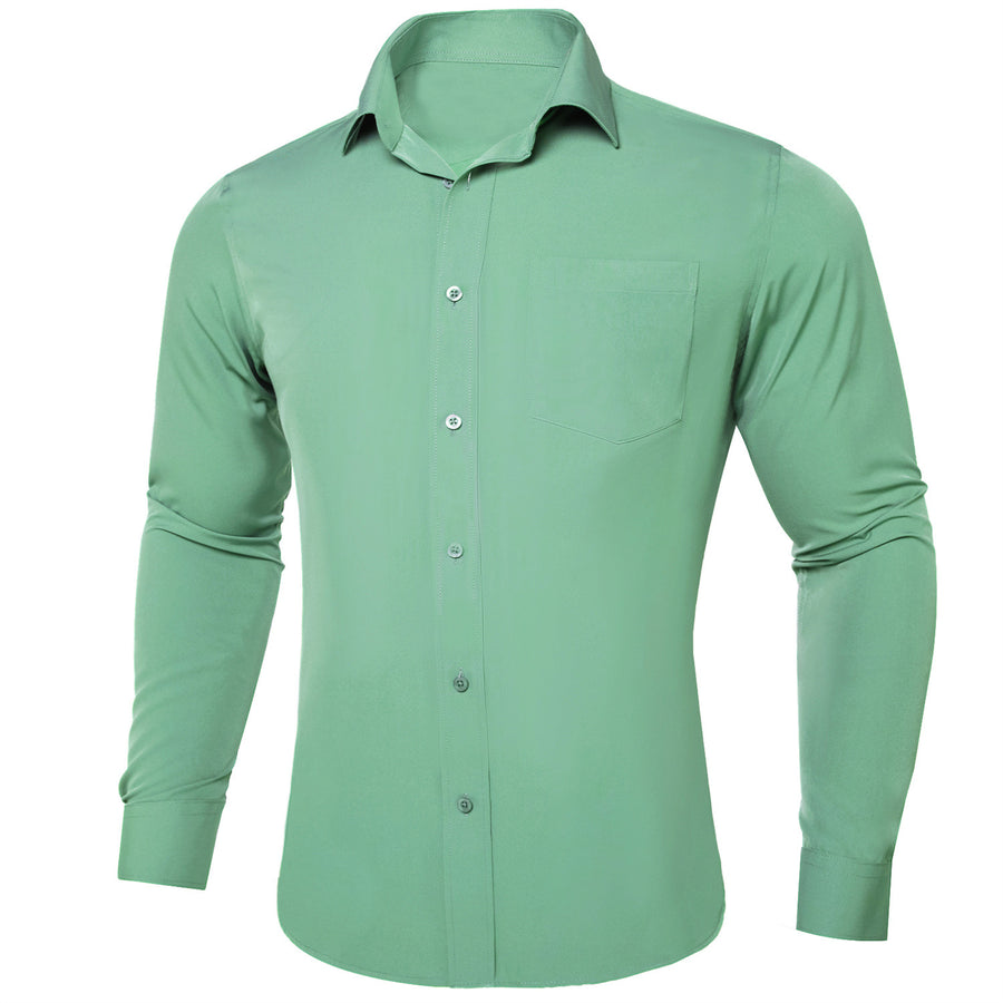 Mint Green Solid Men's Silk Dress Shirt shirt    - Sophisticated Gentlemen