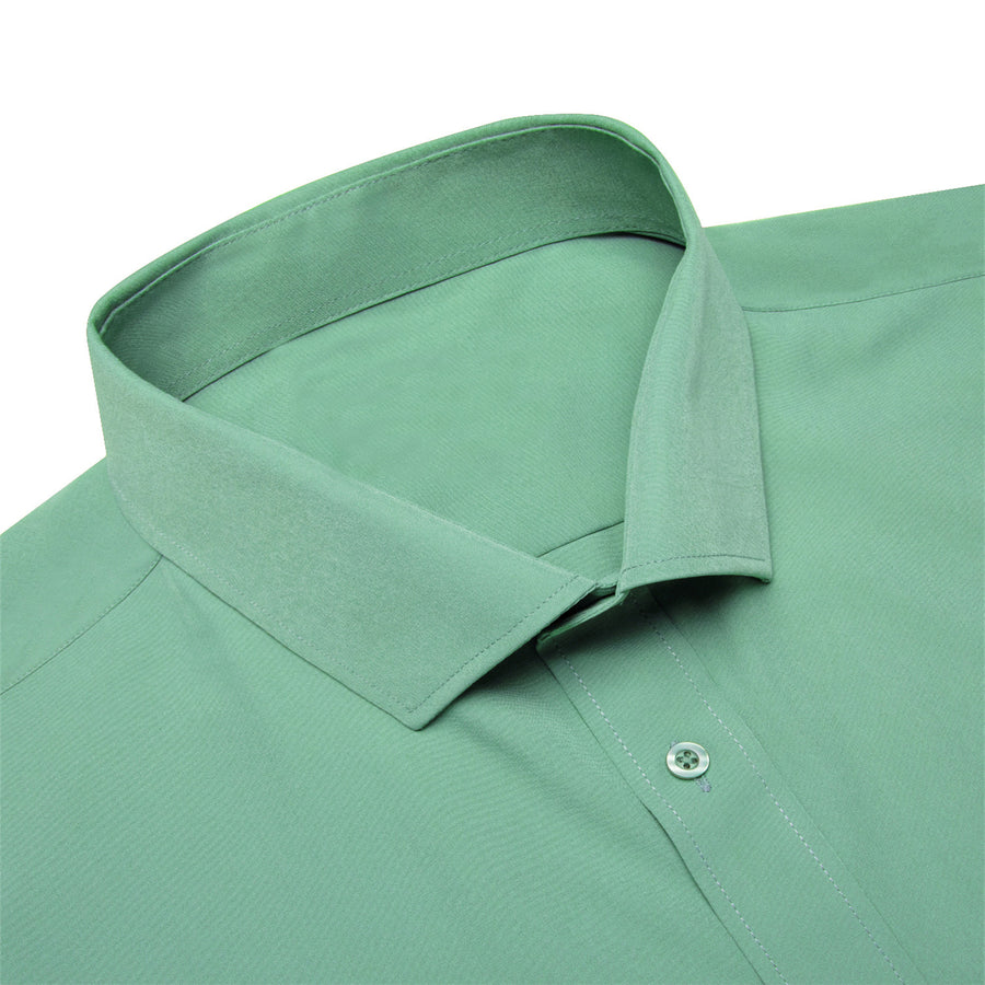 Mint Green Solid Men's Silk Dress Shirt shirt    - Sophisticated Gentlemen