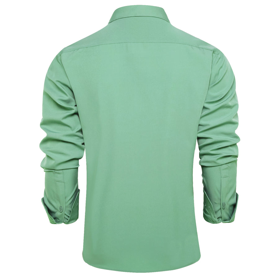 Mint Green Solid Men's Silk Dress Shirt shirt    - Sophisticated Gentlemen