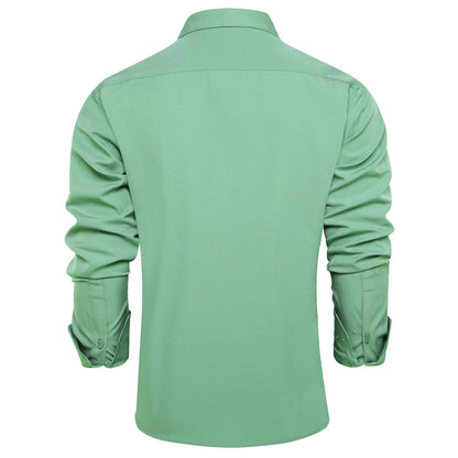 Mint Green Solid Men's Silk Dress Shirt shirt    - Sophisticated Gentlemen