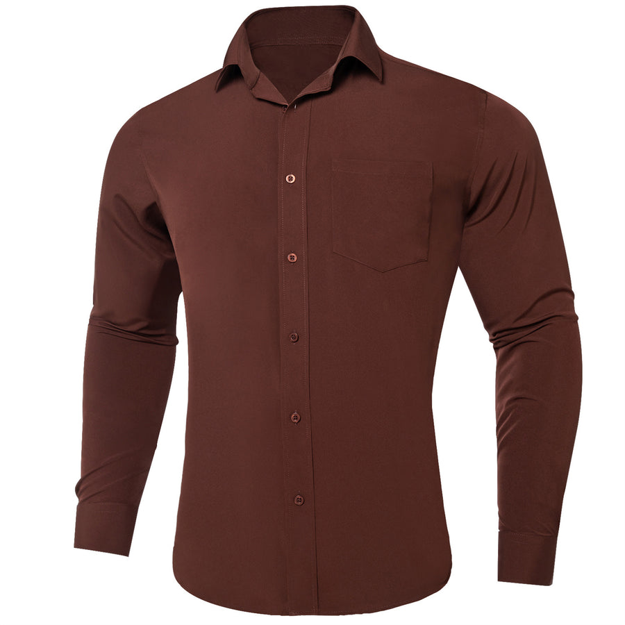 Pecan Brown Men's Silk Dress Shirt shirt    - Sophisticated Gentlemen