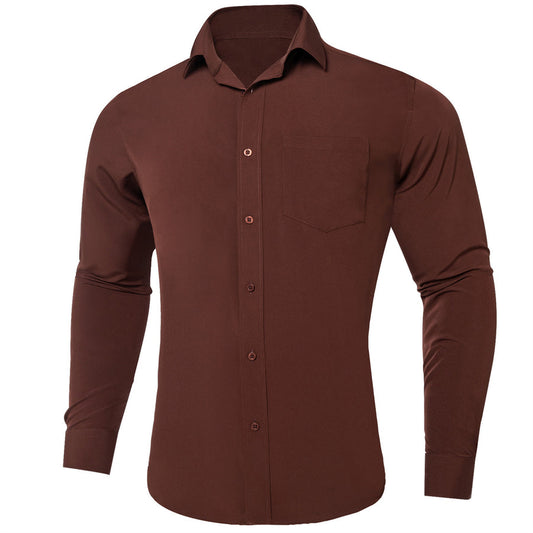 Pecan Brown Men's Silk Dress Shirt shirt    - Sophisticated Gentlemen