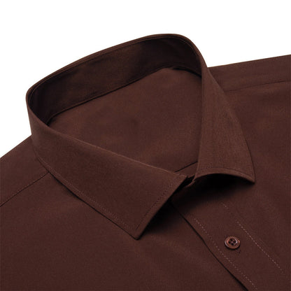 Pecan Brown Men's Silk Dress Shirt shirt    - Sophisticated Gentlemen
