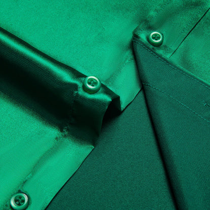 Parakeet Green Solid Satin Men's Dress Shirt shirt    - Sophisticated Gentlemen