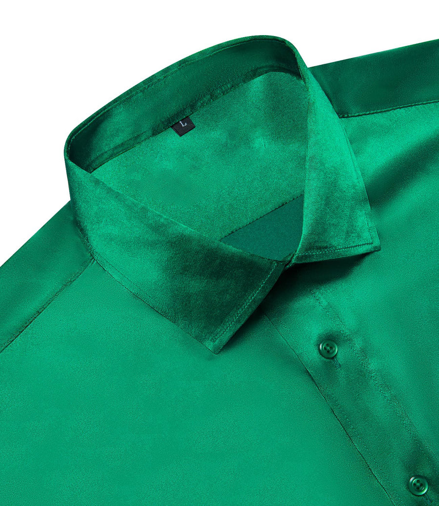 Parakeet Green Solid Satin Men's Dress Shirt shirt    - Sophisticated Gentlemen