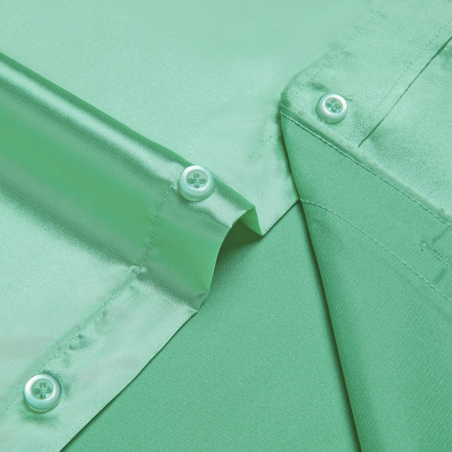 Mint Green Solid Satin Men's Silk Dress Shirt shirt    - Sophisticated Gentlemen