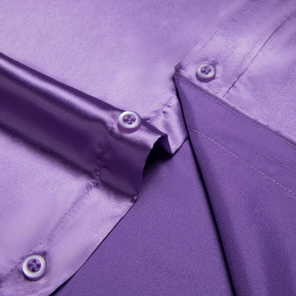 Orchid Purple Solid Satin Men's Silk Dress Shirt shirt    - Sophisticated Gentlemen