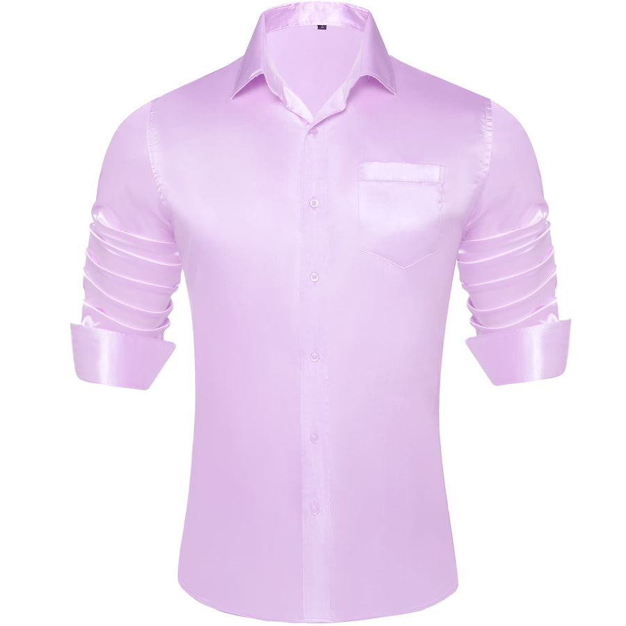 Purple Solid Satin Men's Silk Dress Shirt shirt S   - Sophisticated Gentlemen