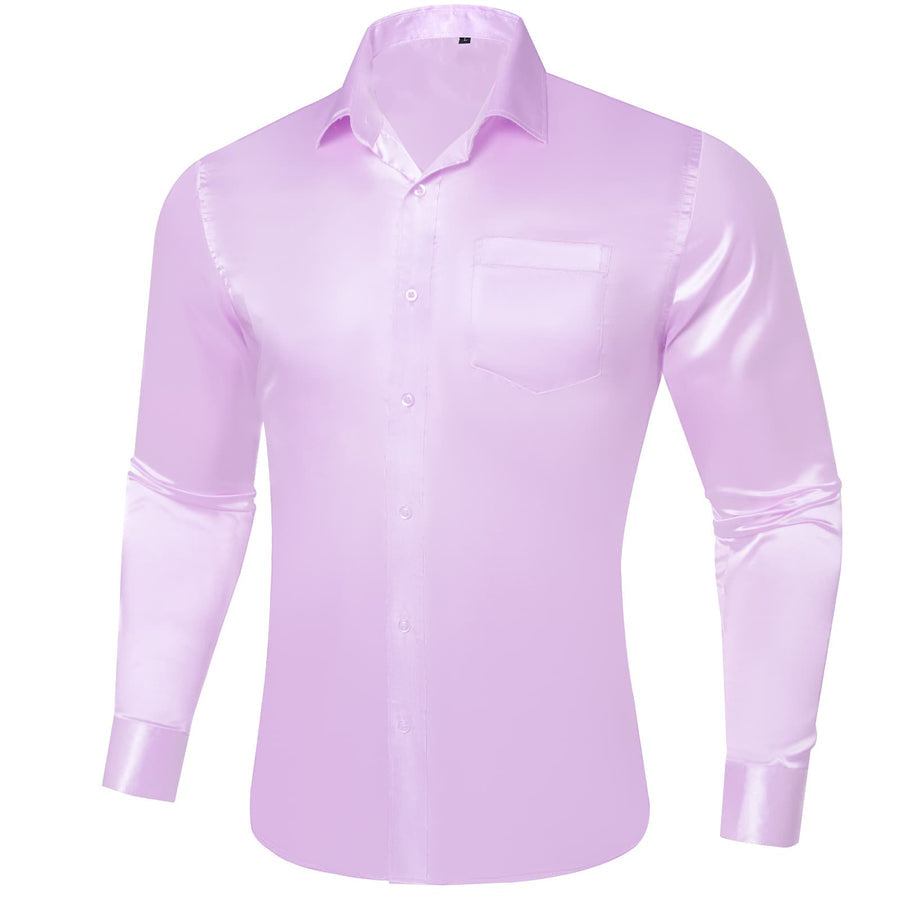 Purple Solid Satin Men's Silk Dress Shirt shirt    - Sophisticated Gentlemen