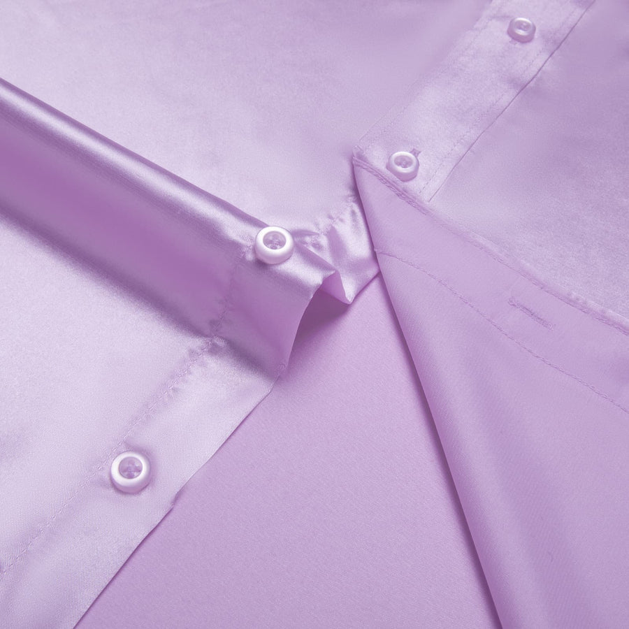Purple Solid Satin Men's Silk Dress Shirt shirt    - Sophisticated Gentlemen